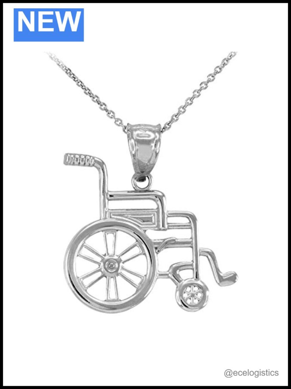 925 Sterling Silver Wheelchair Charm Necklace